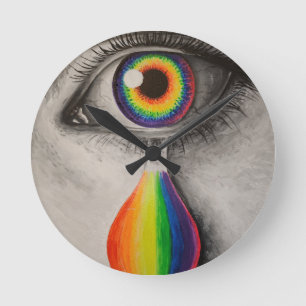 Horloge Ronde Arc-en-ciel affiche jeter oreiller trivet de pierr