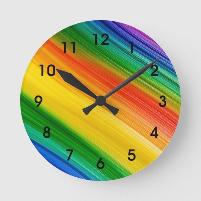 Horloge Ronde Arc-en-ciel vibrant de couleurs (Recto)
