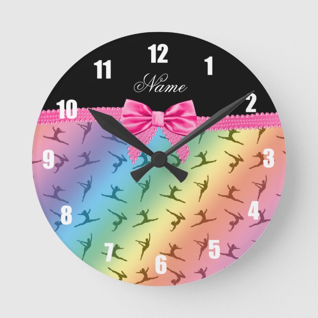 Horloge Ronde Arc nommé personnalisé de rose de gymnastique (Recto)