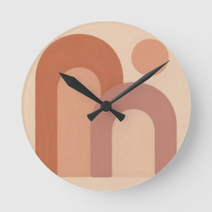 Horloge Ronde Arches Abstraits Minimalistes Terracotta