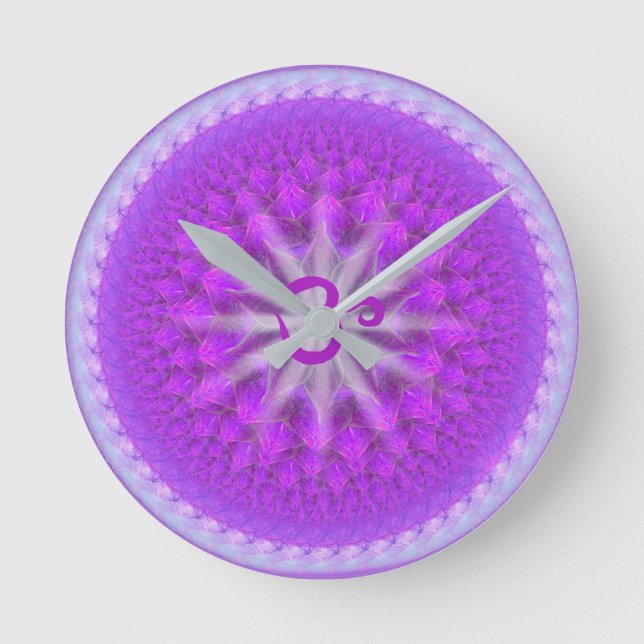 Horloge Ronde Argent élégant et temps pourpre de chakra de (Recto)