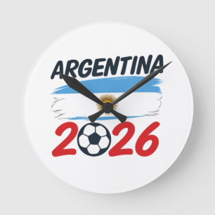 Horloge Ronde Argentine 2026 Design de Supporter de Football Cou