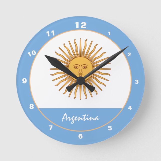 Horloge Ronde Argentine patriotique Drapeau & Argentine Accueil  (Recto)