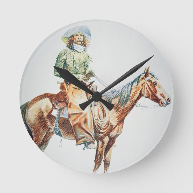 Horloge Ronde Arizona Cowboy, 1901 (crayon sur papier) (Recto)