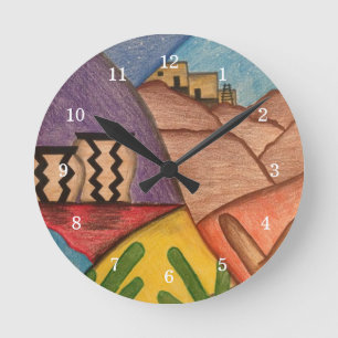 Horloge Ronde Arizona Desert Southwest Folk Art
