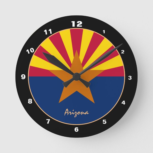 Horloge Ronde Arizona Flag & Arizona trendy fashion /design État (Recto)