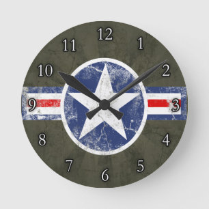 Horloge Ronde Armée de l'Air Corps Star Vintage Patriotique
