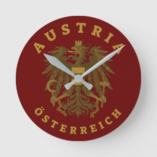 Horloge Ronde Armoiries de l'Autriche Faux Gold