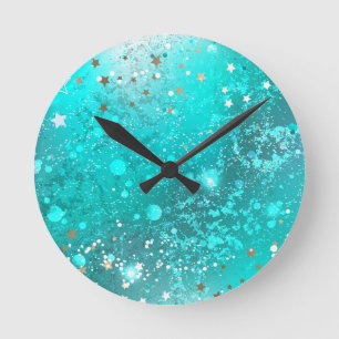 Horloge Ronde Arrière - plan à huile Turquoise de la menthe