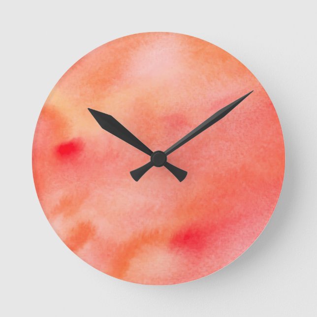 Horloge Ronde Arrière - plan abstrait d'aquarelle - orange (Recto)
