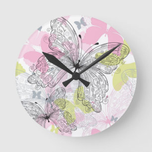 Horloge Ronde Arrière - plan avec le papillon