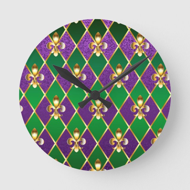 Horloge Ronde Arrière - plan de bijoux Mardi Gras (Recto)