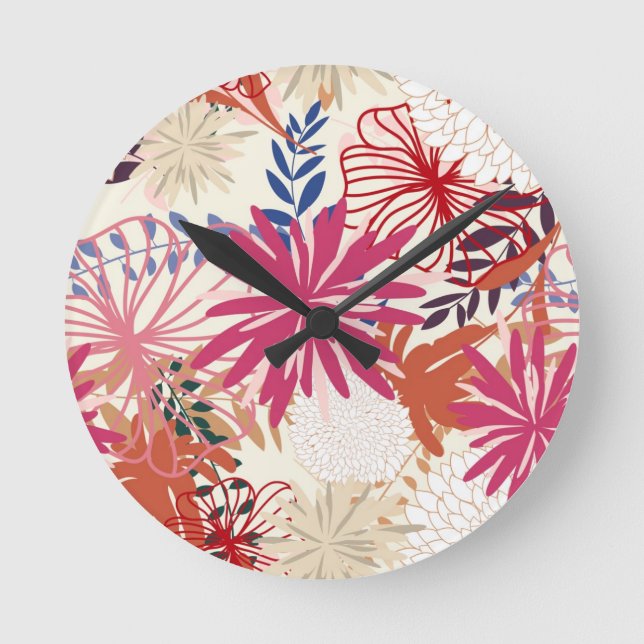 Horloge Ronde Arrière - plan floral 3 (Recto)
