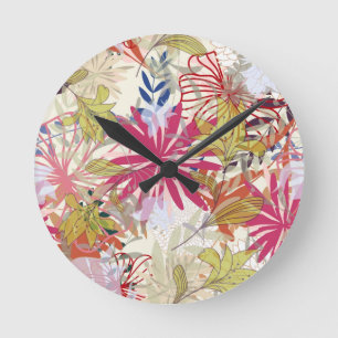 Horloge Ronde Arrière - plan floral 6