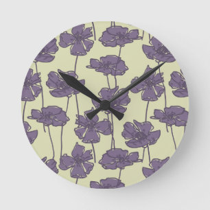 Horloge Ronde Arrière - plan floral vintage de motif d'art