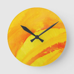 Horloge Ronde arrière - plan jaune. aquarelle sur le papier