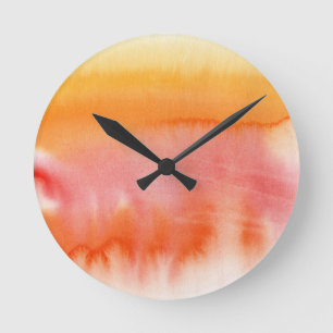 Horloge Ronde Arrière - plan peint à la main 17 d'aquarelle