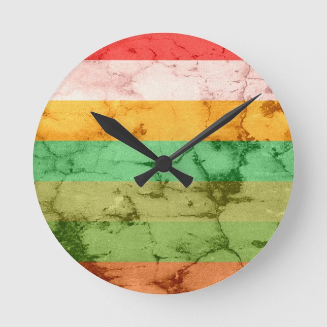 Horloge Ronde Arrière - plan Rainbow Grunge Stripes (Recto)