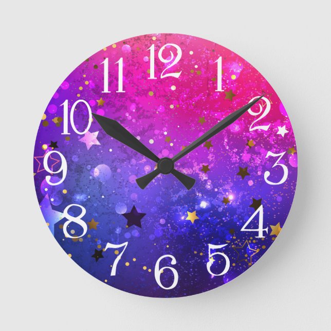 Horloge Ronde Arrière - plan rose brillant (Recto)