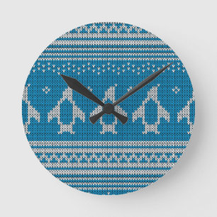 Horloge Ronde Arrière - plan tricoté par bleu