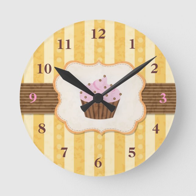 Horloge Ronde Arrière - plan vintage Cupcake (Recto)