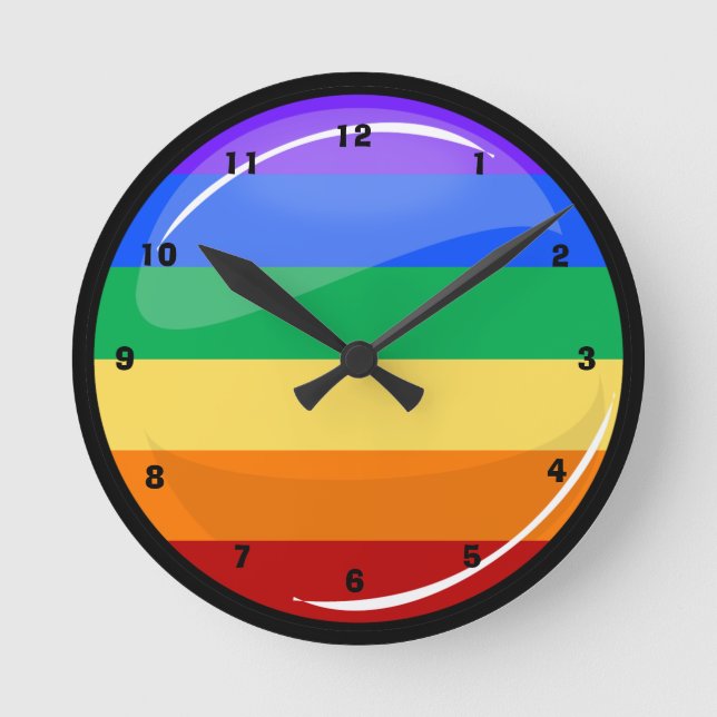Horloge Ronde Arrondi Gay Lgtb Pride Arc-en-ciel (Recto)