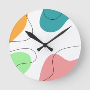 Horloge Ronde Art abstrait de blobs de couleur vive minimaliste