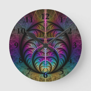 Horloge Ronde Art abstrait fractal coloré et psychédélique