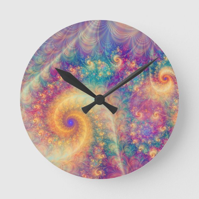Horloge Ronde Art abstrait fractal vortex fantaisiste (Recto)