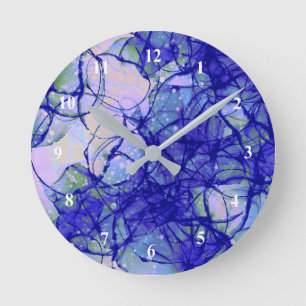Horloge Ronde Art Abstrait moderne Bleu