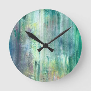 Horloge Ronde Art abstrait peint à la main Mossy