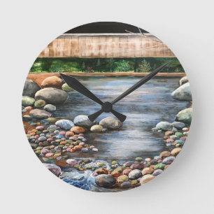 Horloge Ronde Art acrylique Brook/ Paysage