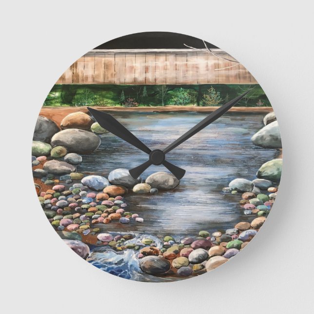 Horloge Ronde Art acrylique Brook/ Paysage (Recto)