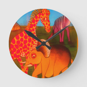 Horloge Ronde Art animal africain
