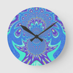 Horloge Ronde Art bleu moderne