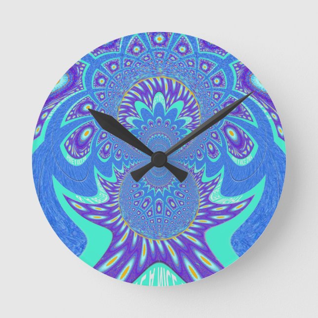 Horloge Ronde Art bleu moderne (Recto)