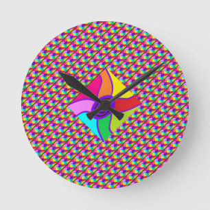 Horloge Ronde Art dans des couleurs mélangées éclatantes et moti