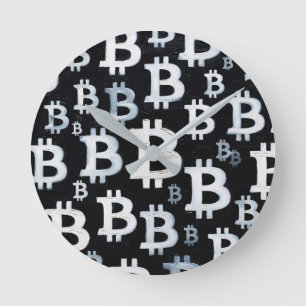 Horloge Ronde Art de Bitcoin (BW #1) peinture à l'huile