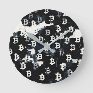 Horloge Ronde Art de Bitcoin (BW #6) peinture à l'huile