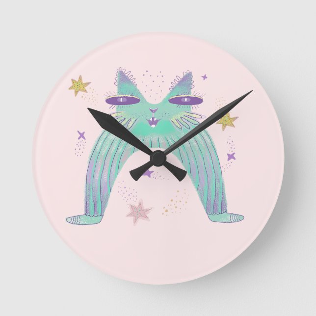 Horloge Ronde art de chat arc-en-ciel  (Recto)