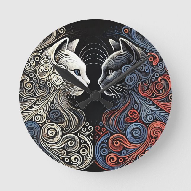 Horloge Ronde Art de chats abstraits (Recto)