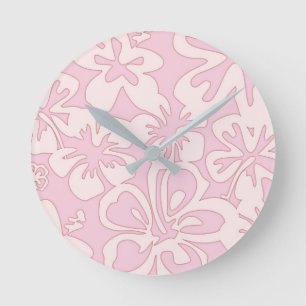 Horloge Ronde Art de fleurs rose pastel