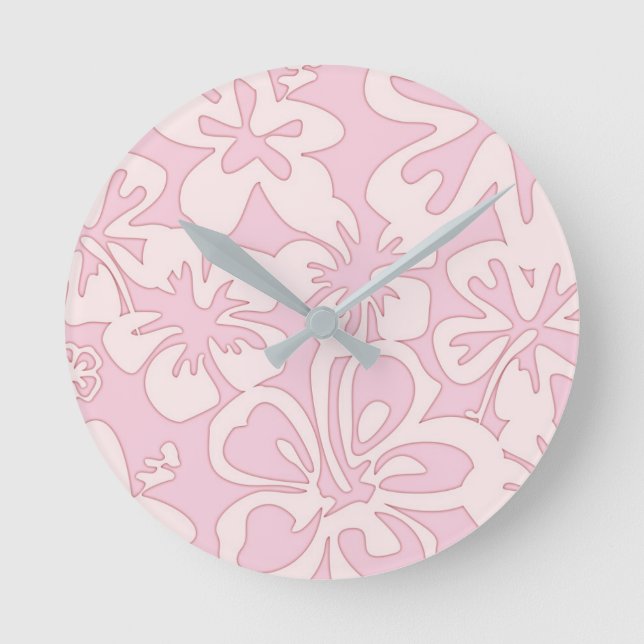 Horloge Ronde Art de fleurs rose pastel (Recto)