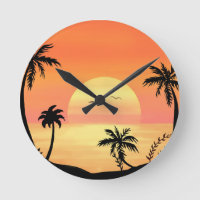 Art de la silhouette de palmier au coucher du sole