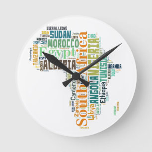 Horloge Ronde Art de mot Afrique