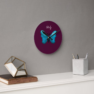 Horloge Ronde Art de papillon personnalisé