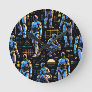 Horloge Ronde Art de robot humanoïde futuriste Android de scie