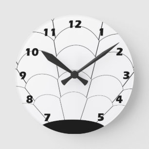 Horloge Ronde Art Deco Shell Design Black and White