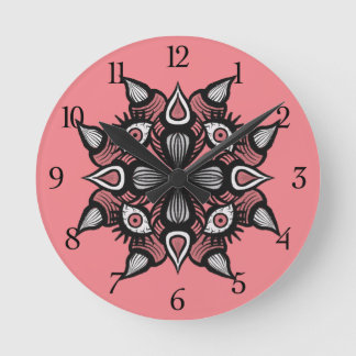 Horloge Ronde Art d'horreur rose Déplaisant Demon Créature