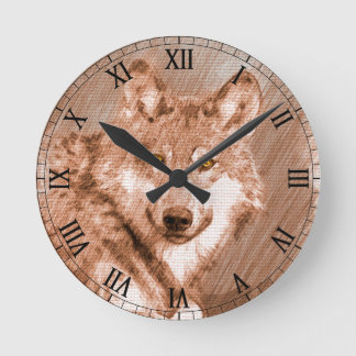 Horloge Ronde Art d'image de croquis de crayon de loup
